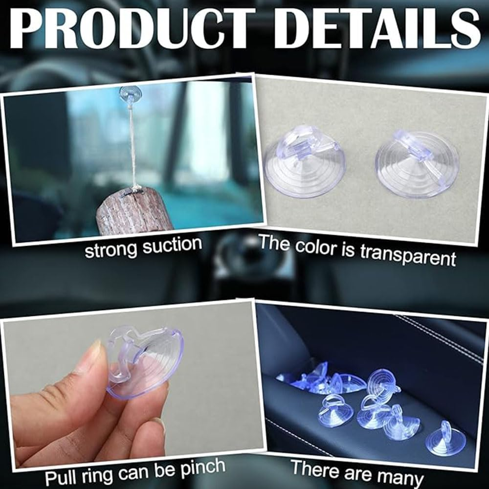 20 PCS Car Glass Windshield Sunshade Suction Cups Small PVC Sucker Car Window Suction Cup for Automotive Visor (Transparent) image number 5
