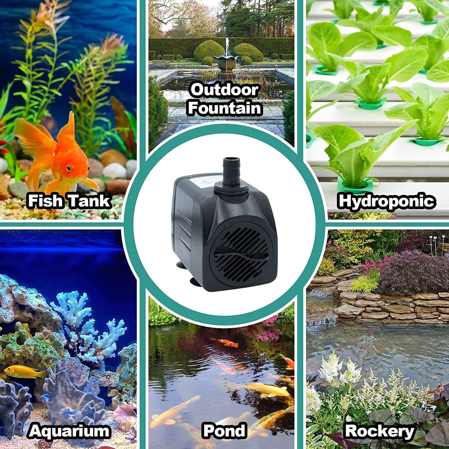Submersible Pump, 25W Ultra Quiet Water Pump Small Submersible Pump for Fish Tank, 1800L/H Pond,Aquarium, Fountain, Statuary, Hydroponics image number 3