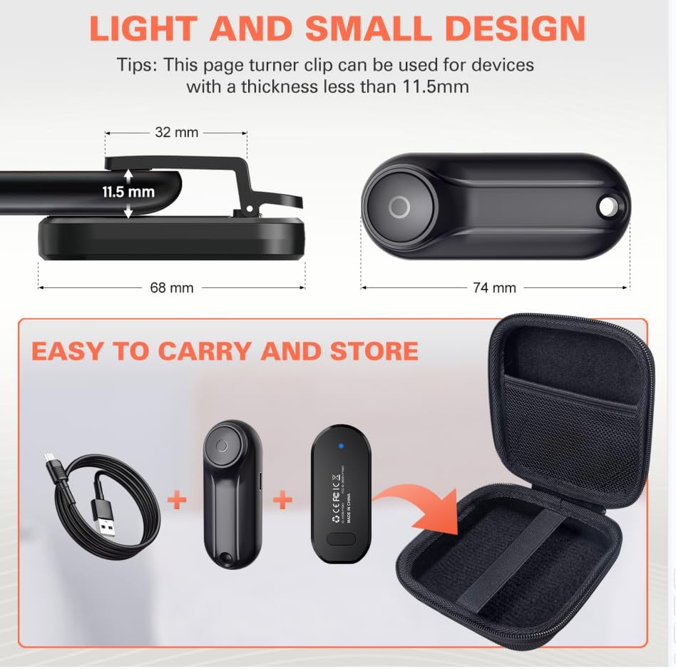 RF Remote Control Page Turner for Kindle Paperwhite Oasis Scribe Kobo,Kindle Accessories for Ereaders Iphone Ipad Android Tablets Reading Novels Comics