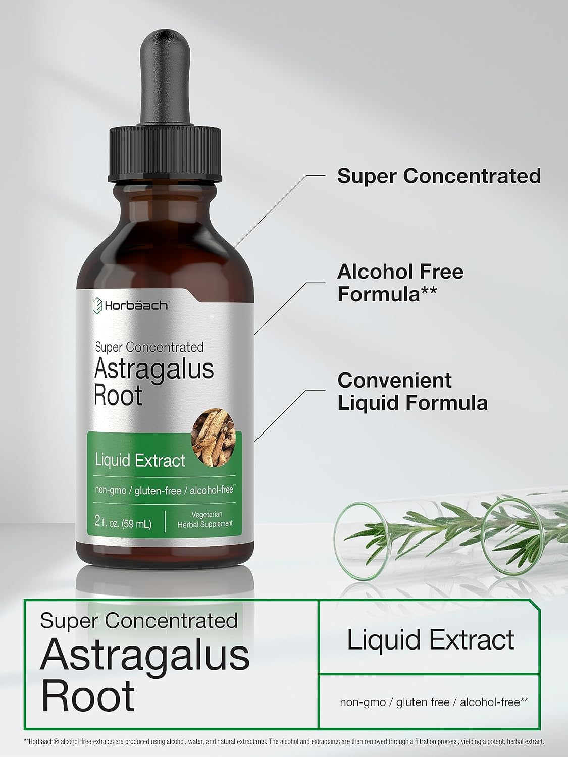 Astragalus Root Extract | 2 Oz | Alcohol Free | Super Concentrated | Vegetarian, Non-Gmo, Gluten Free Tincture | by Horbaach image number 2