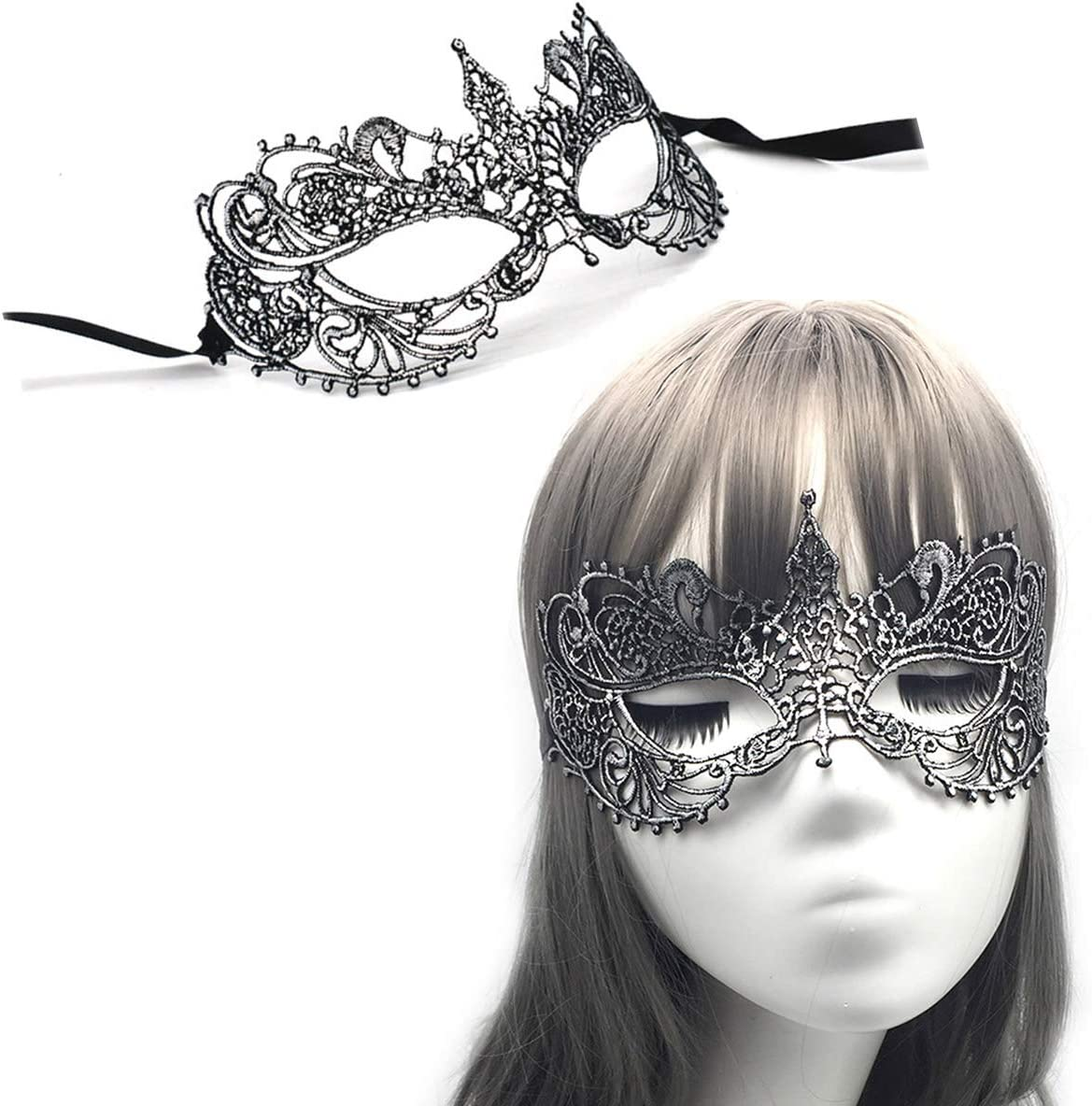 Imapo Masquerade Mask for Women 4 Pack, Girl'S Sexy Lace Venetian Style Eye Masks for Cosplay Mardi Gras Halloween Party Costume Ball - 4 Color image number 4