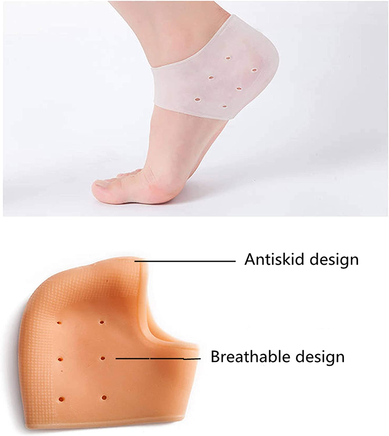 8 Pieces Soft and High Elastic Foot Pads - Plantar Fasciitis Pad, Heel Cup, Silicone Cover, Suitable for Cracking, Tendinitis, and Pain Relief image number 1