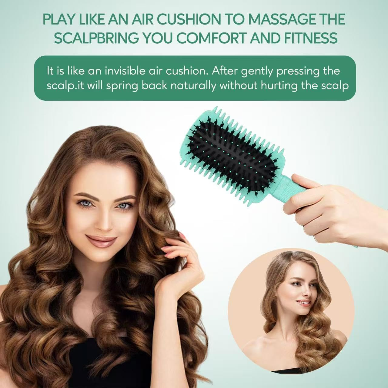 Curly Hair Defining and Styling Brush for Volume, Shaping Women'S Curls (Green 1PC) image number 4