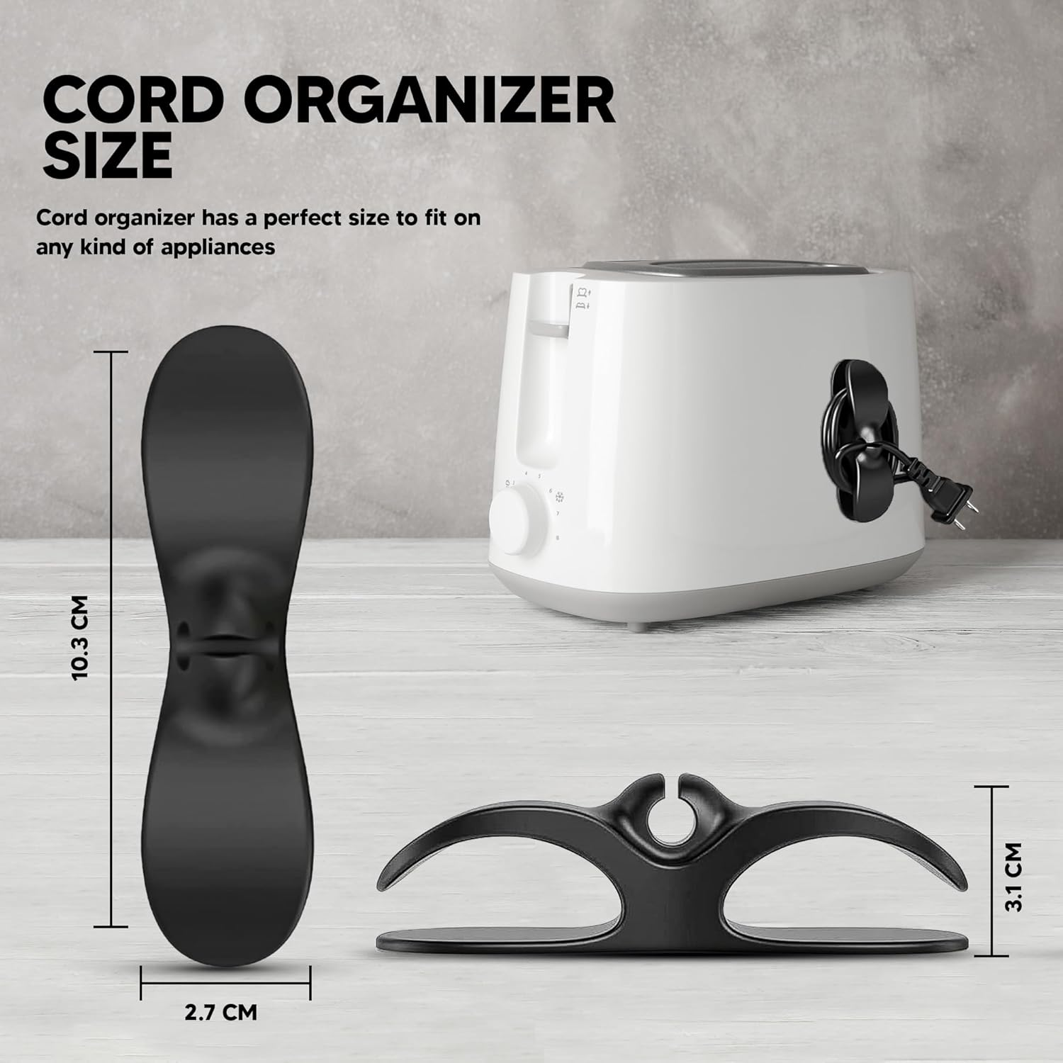 Cable Management Cord Organizer - 6 Pack Black & White, Wraps Multiple Cables, for Mixers, Blenders & Small Appliances image number 1