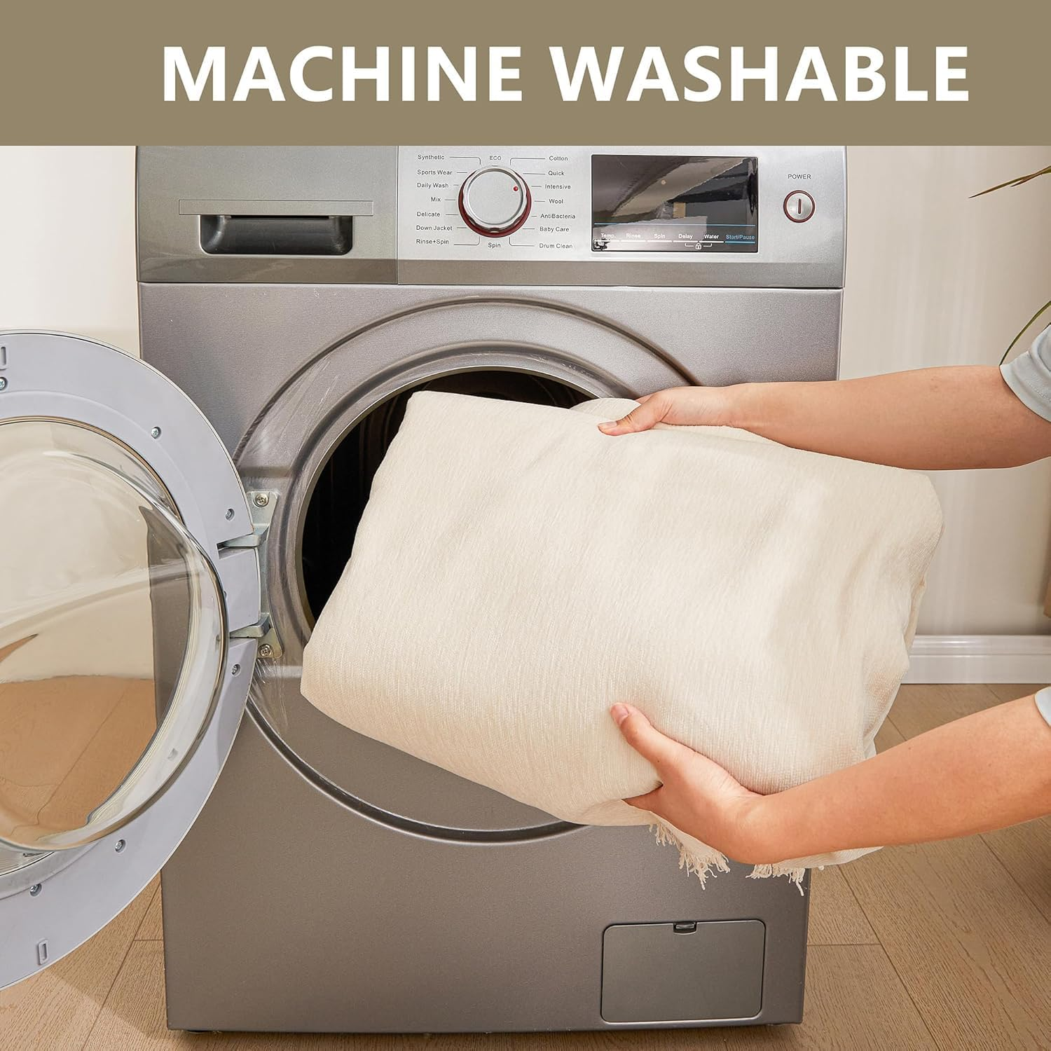 Couch Cover for Pets, Couch Covers for 2 Cushion Couch Sofa Sectional L Shape Chenille Sofa Cushion Covers for Pets, Throw Couch for Dogs, Kids (Beige, 180 X 300Cm) image number 6