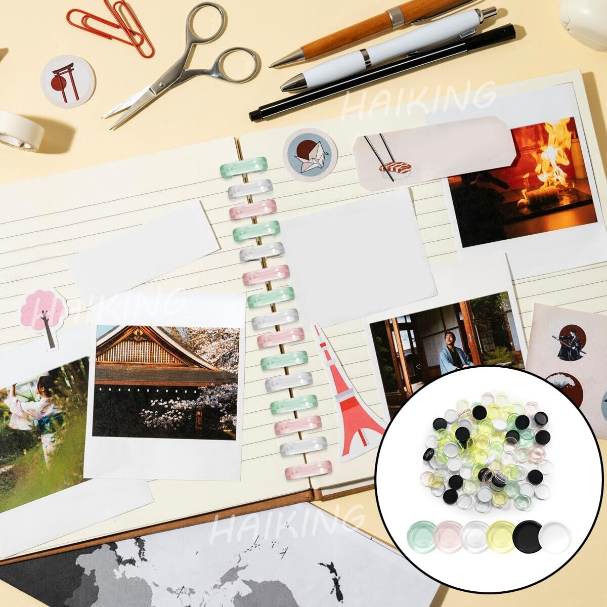 Plastic Mini Discs, 100 Pcs Plastic Loose Leaf Binder Discs for Notebooks, Planners, Teacher (Mixed Color) image number 6