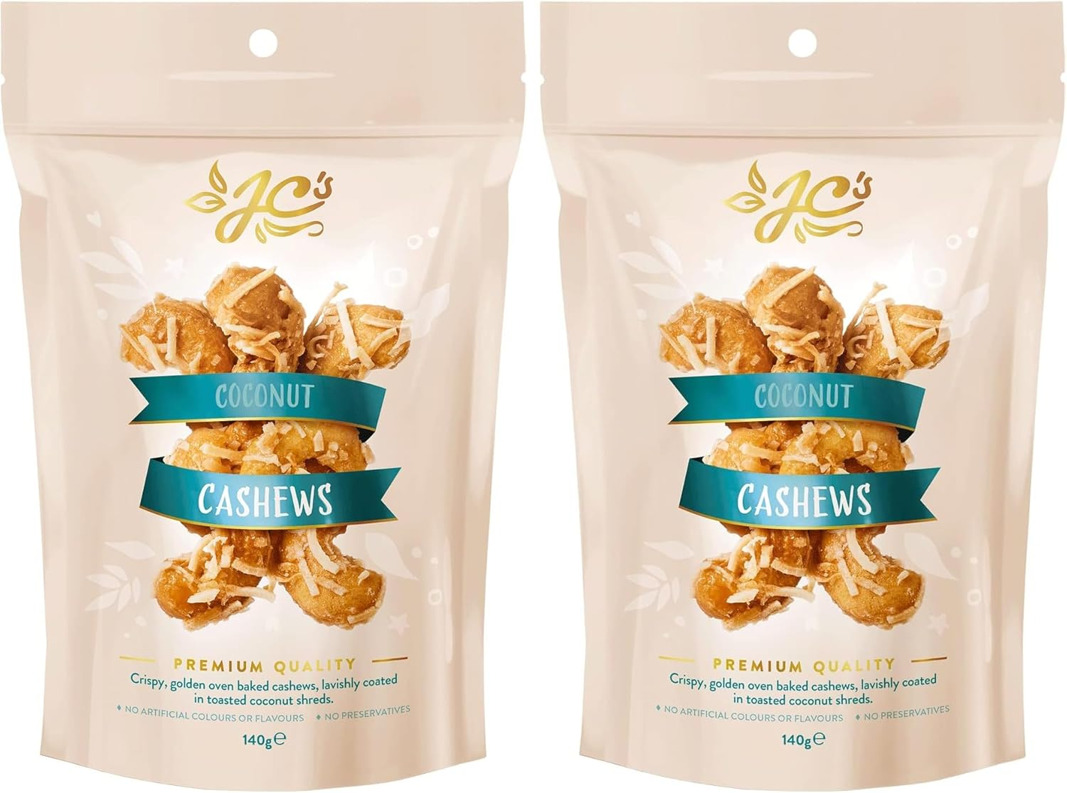 J.C.'S Quality Foods Premium Coconut Cashews 140G, Oven Baked Cashews in Toasted Coconut Shreds