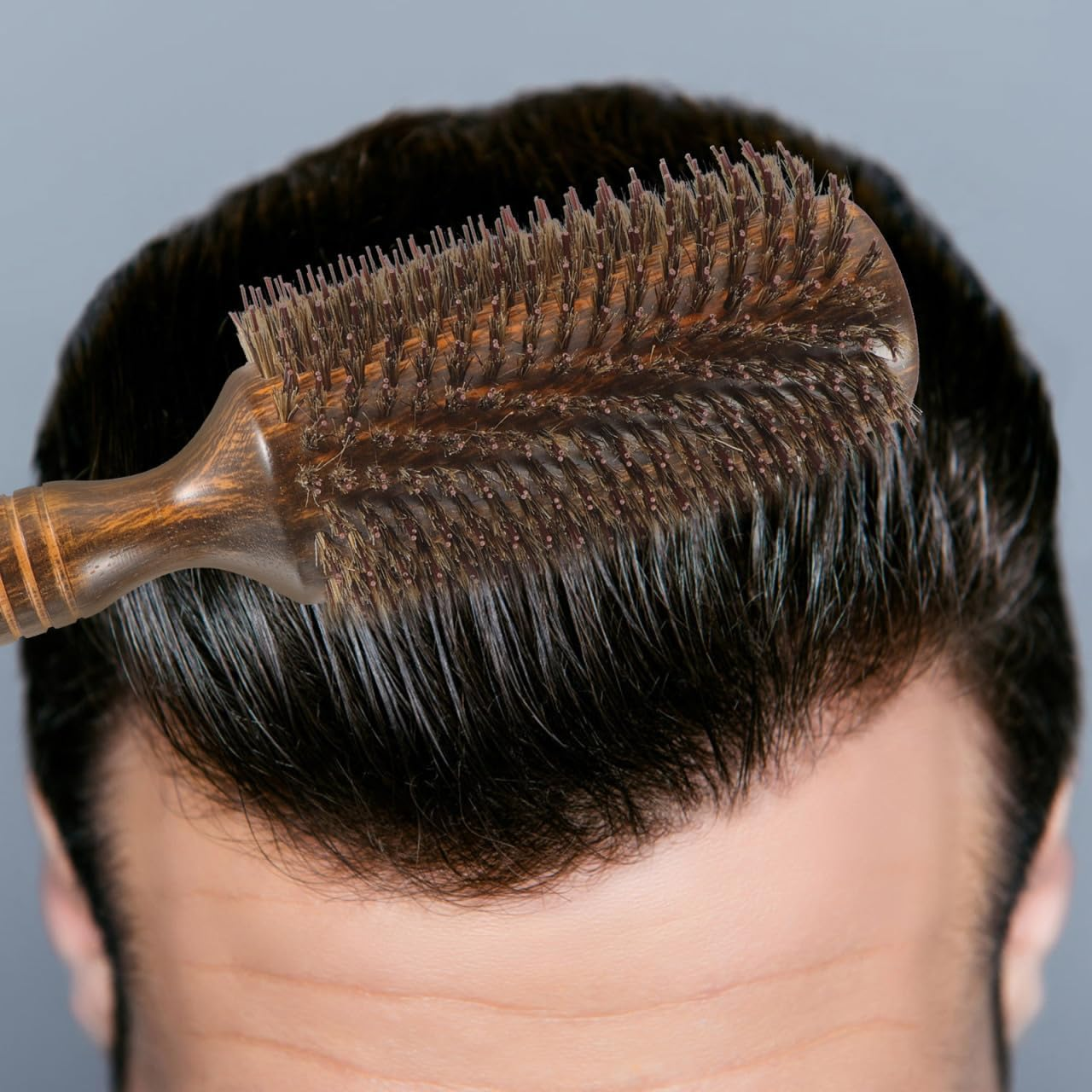 Large Wooden Curling Hairbrush for Curly Hair, Boar Bristle Styling Roll Brush with Handle, Blow Dry Hair Comb for Women at Home and Salon Use