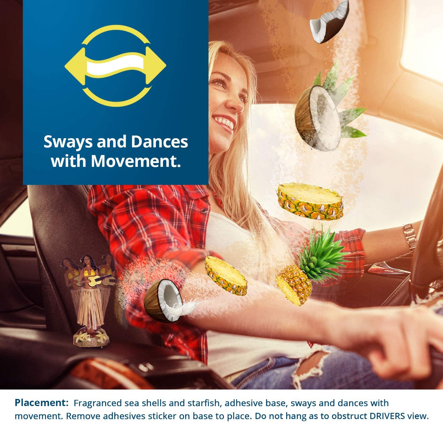 Dancing Hula Girl Car Air Freshener Pina Colada image number 2