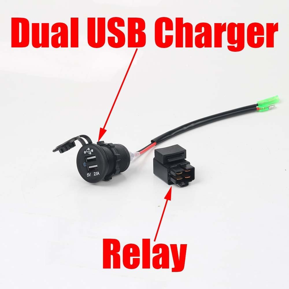 Motorcycle Dual USB Charger with Relay Battery Charger Compatible with Kawasaki Versys650 Versys1000 Ninja400 Ninja650 Versys 650 1000 X300 X650 Ninja 400 650 image number 2