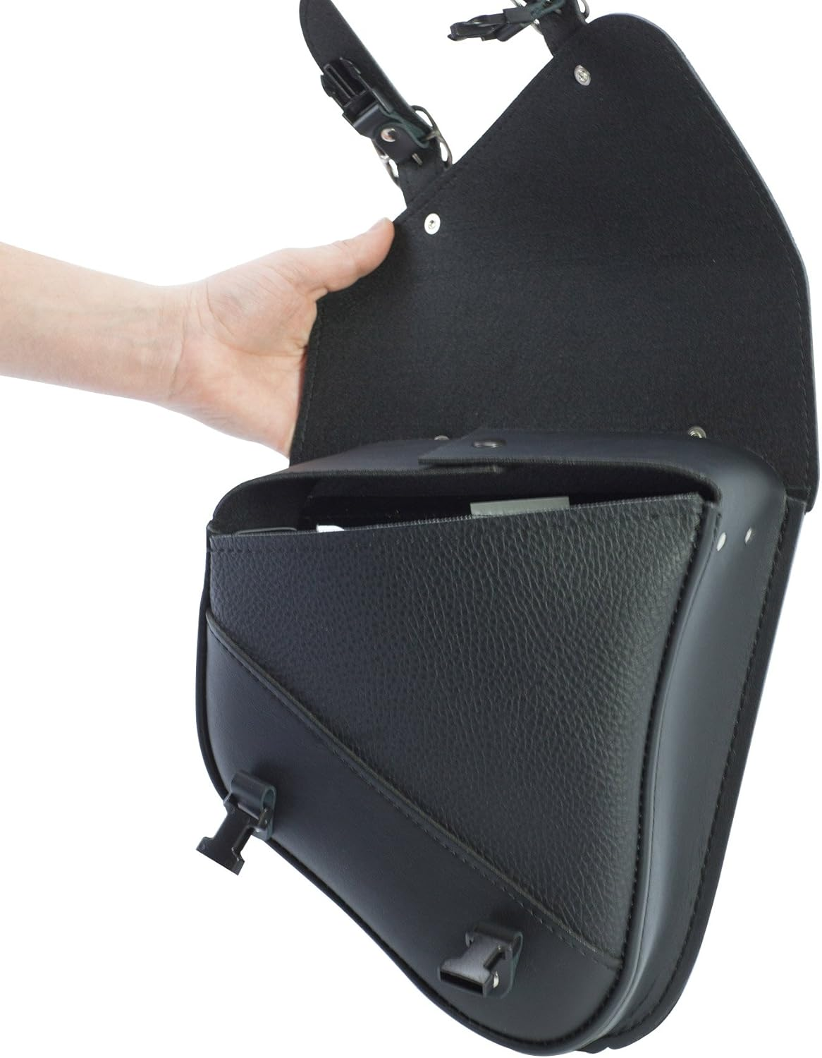 Dowco Willie & Max by - Triangulated Swingarm Bag for Harley-Davidson Softail Motorcycle - UV Protection - Maintenance Free Synthetic Leather - Black - up to 9L Capacity [ 59776-00 ]