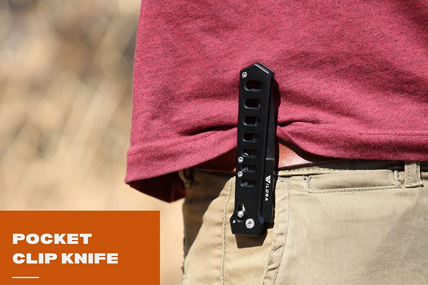 Wilora Black Folding Knife - Includes Sharpening Stone | EDC Pocket Knife image number 1