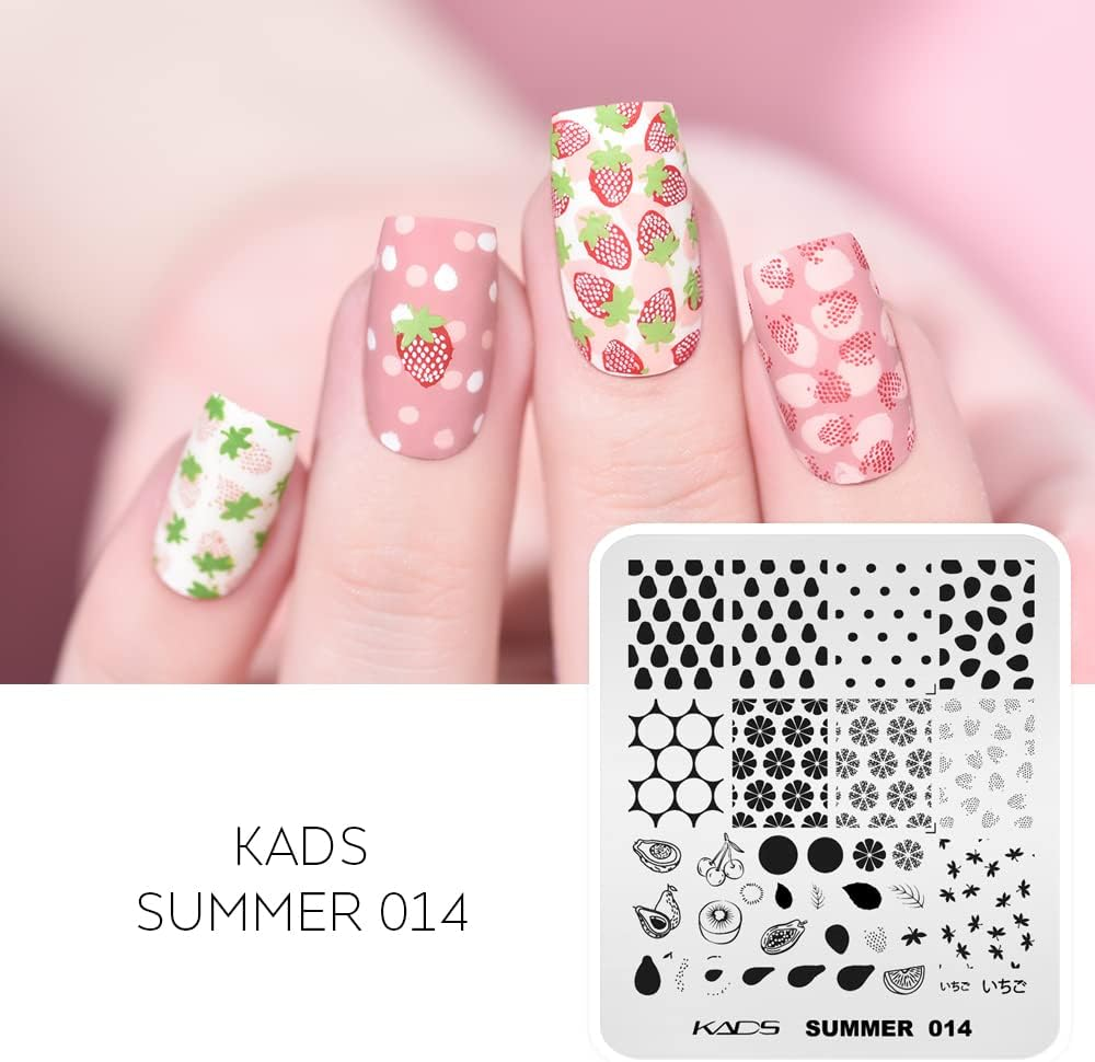 KADS 5Pcs Nail Stamp Plates Set Nails Art Stamping Plates Maple Leaves Avocado Flower Nail Plate Template Image Plate image number 3