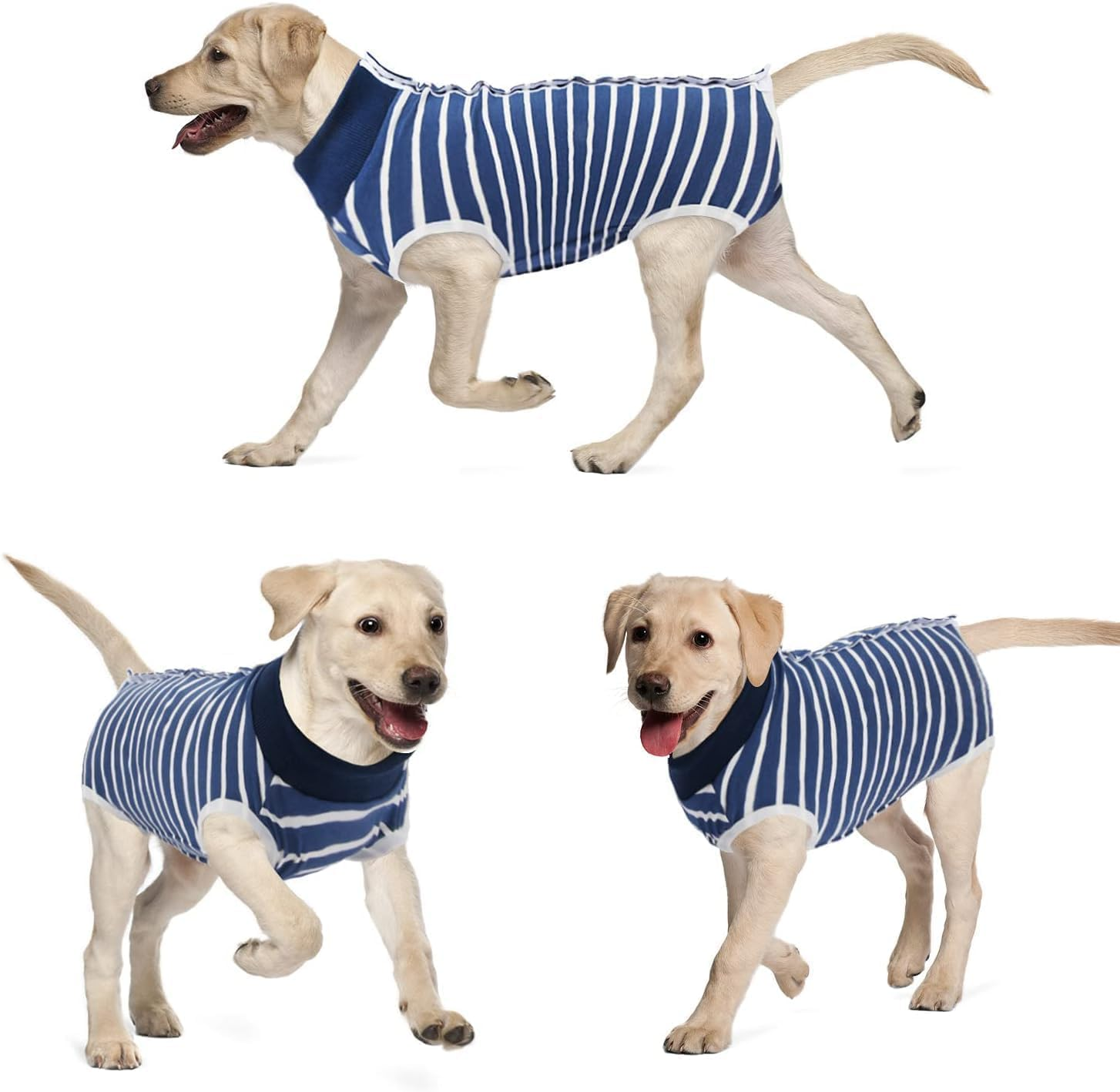 Dog Recovery Suit Cats Bodysuits for Abdominal Wounds Recovery Shirt for Male Female Pet Surgical Snugly Suit after Surgery Anti-Licking Dog Onesies (Blue Stripe, XL)
