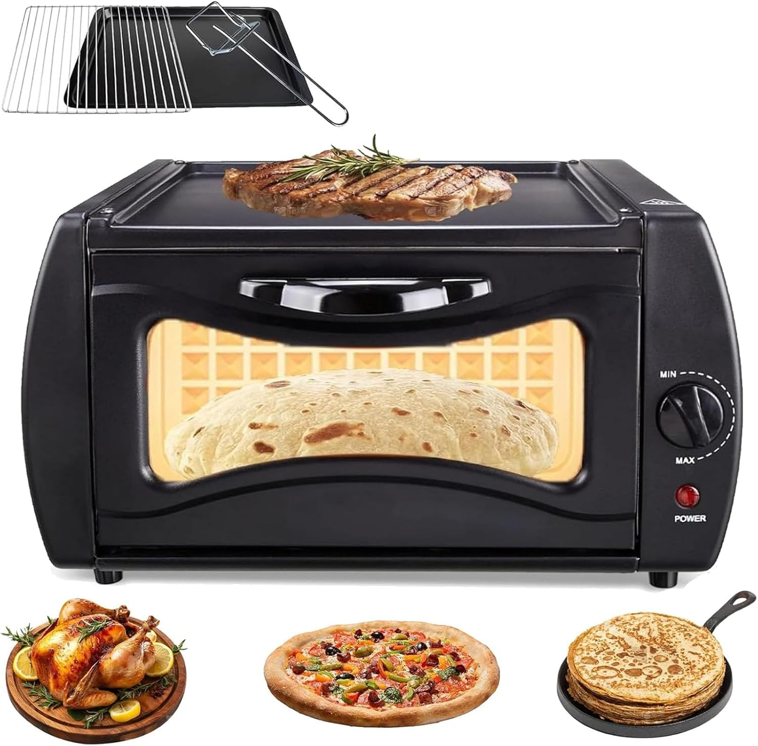 2-In-1 Tandoori Oven, 2100W Electric Tandoor Oven, 15L Mini Pizza Maker, 122&deg;F-752&deg;F Temperature Control, for Home and Takeaways