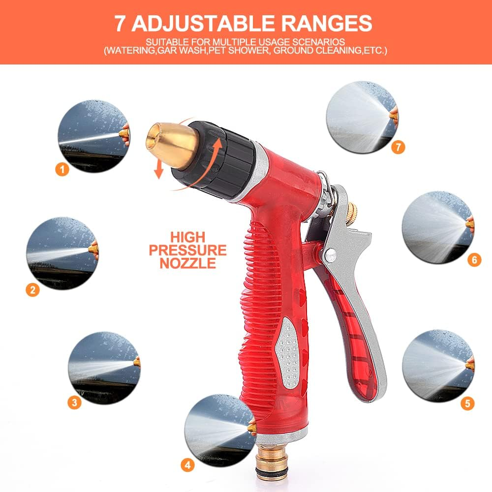 30M Retractable Garden Hose Reel, Heavy Duty Wall Mounted Water Hose Reel with High-Pressure Brass Spray Nozzle, Any Length Lock, Auto-Rewind, 180&deg; Swivel Bracket, for Watering and Cleaning image number 3