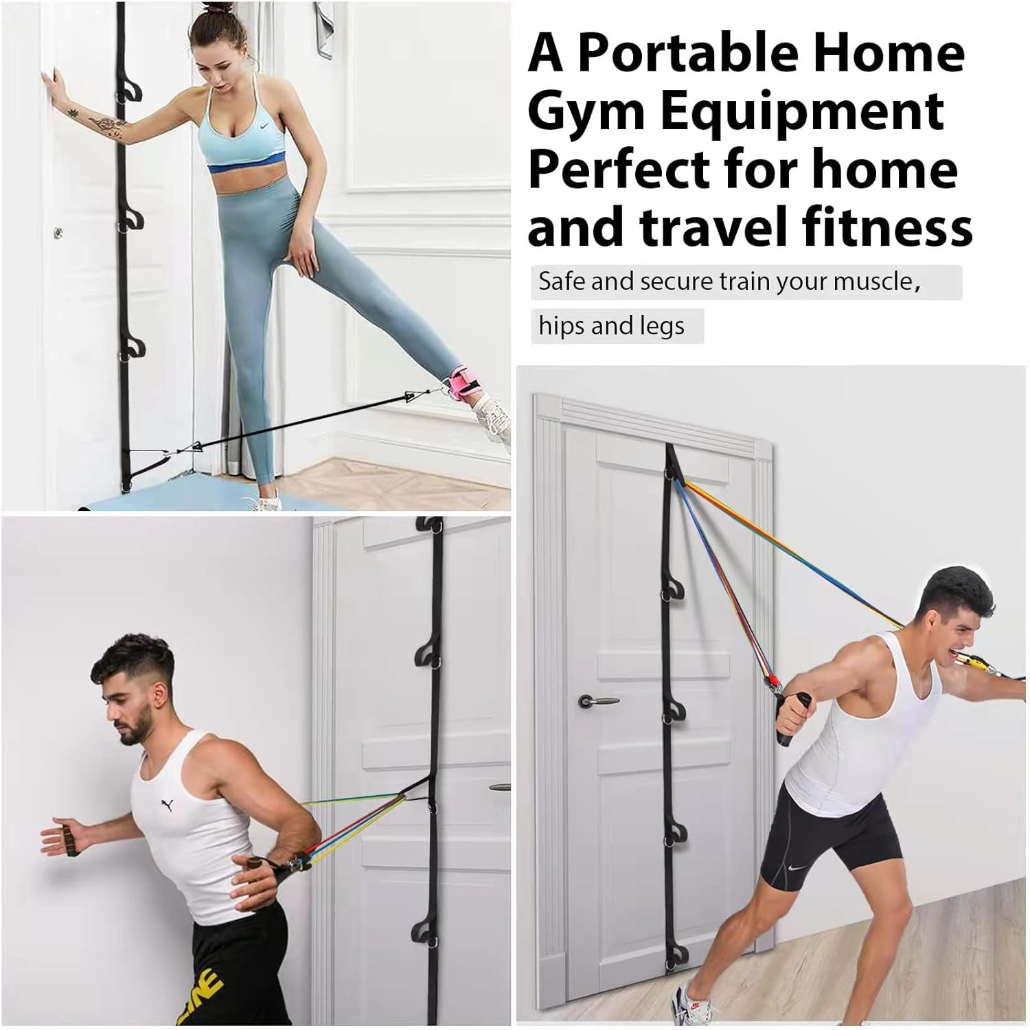 Door Anchor Strap for Resistance Bands, Portable Workout Resistance Band Door Anchors, Space Saving Easy Set up Home Gym, Secure Multi Point Anchor Gym for Home Fitness image number 2