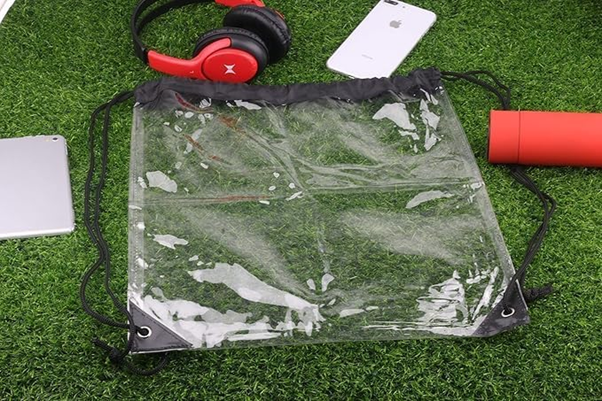 2 Pieces Clear Drawstring Bags, Waterproof Clear Bag for Stadium Colleges Sport Event Work Concert Security Approved, Drawstring image number 4