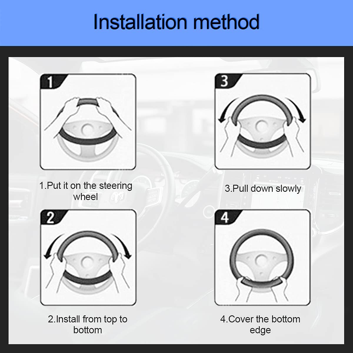 Loyaforba Car Steering Wheel Cover, Breathable Striped Mesh Auto Steering Wheel Protector, Universal Elastic Anti-Slip 15 Inch for Men Women, Car Interior Accessories Fit for Most Vehicles (Black) image number 4