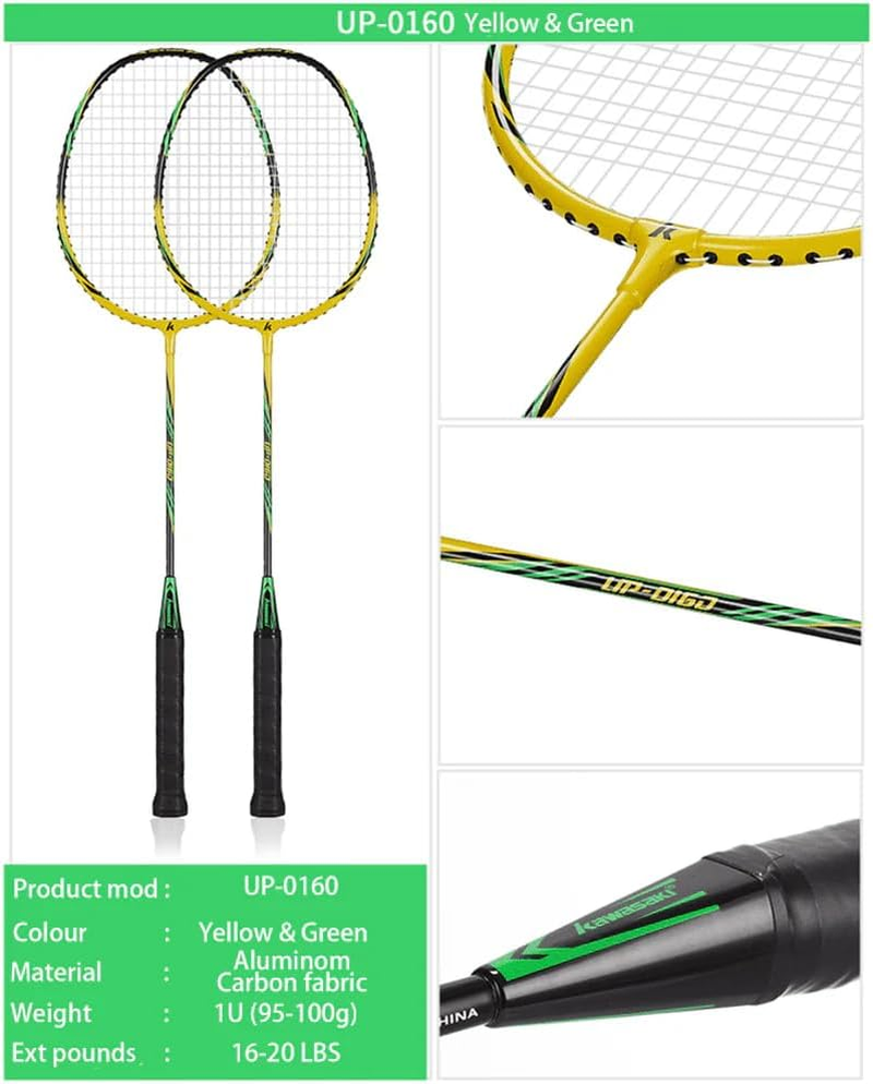 KAWASAKI UP-0160 UP-0182 Set Strung 2 Player Badminton YELLOW image number 1