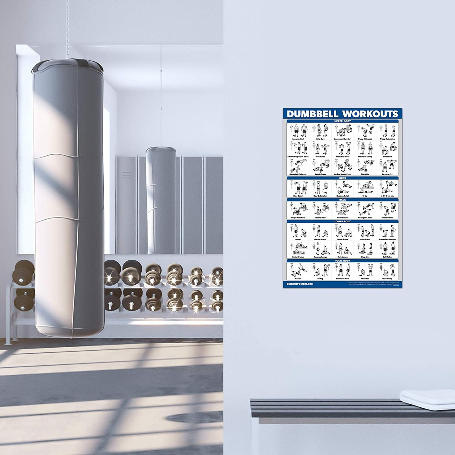 4 Pack - Cable Machine Workout Posters Volume 1 & 2 + Dumbbell Exercises + Barbell Exercises (LAMINATED, 18" X 24") image number 3