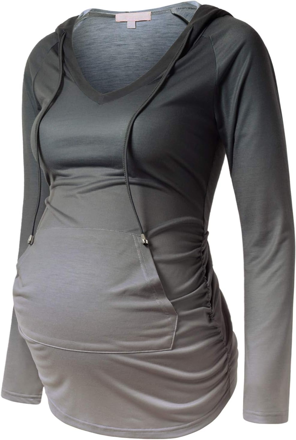 Maternity Hoodie Long Sleeves Shirt Casual Vneck Top Pregnancy Sweatshirt Tunics