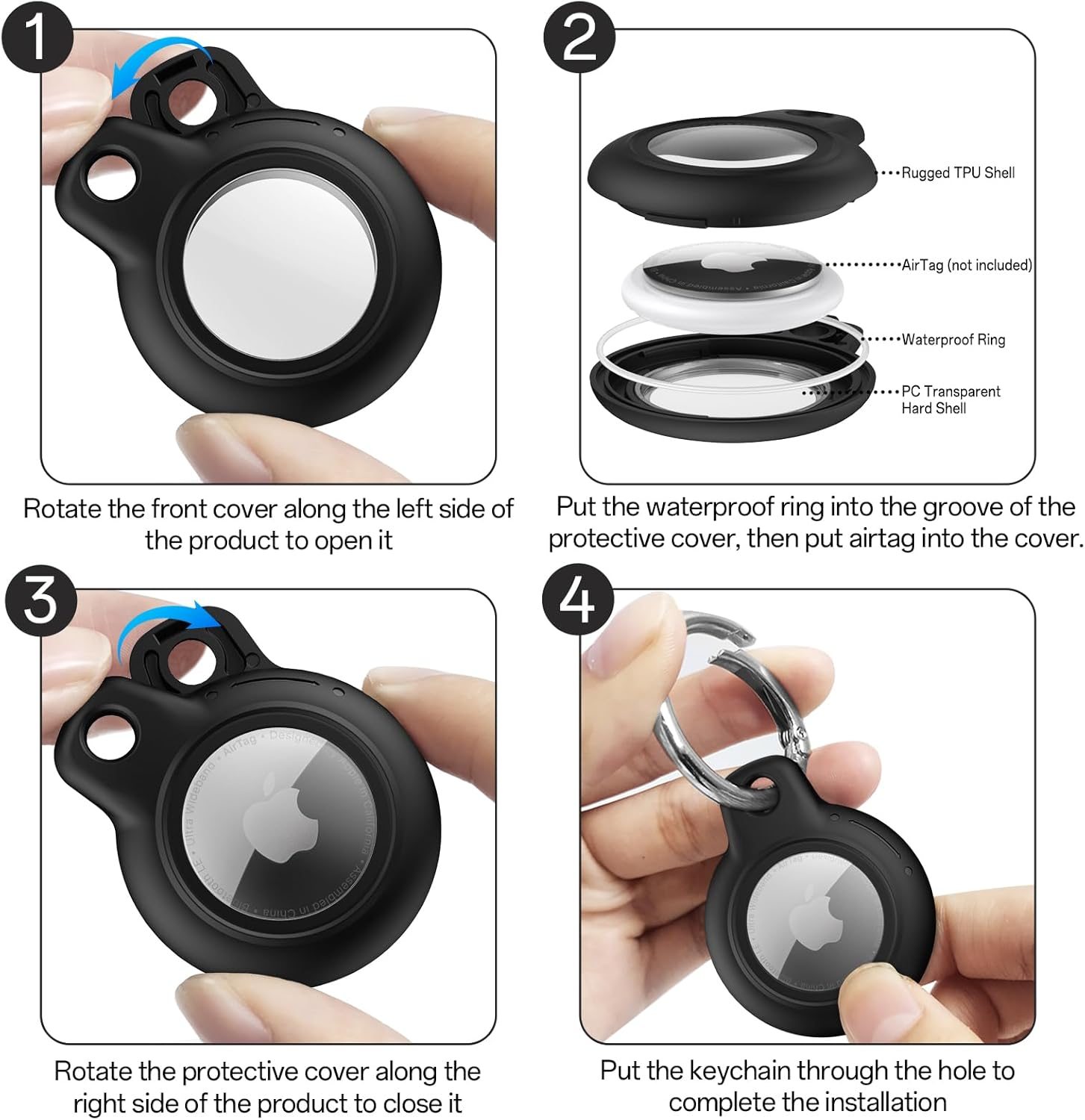 Leonids for Airtag Holder for Apple Airtag 2021, Waterproof & Anti-Scratch Protective Case with Anti-Lost Keyring for Pet Collar, Backpack, Luggage image number 3