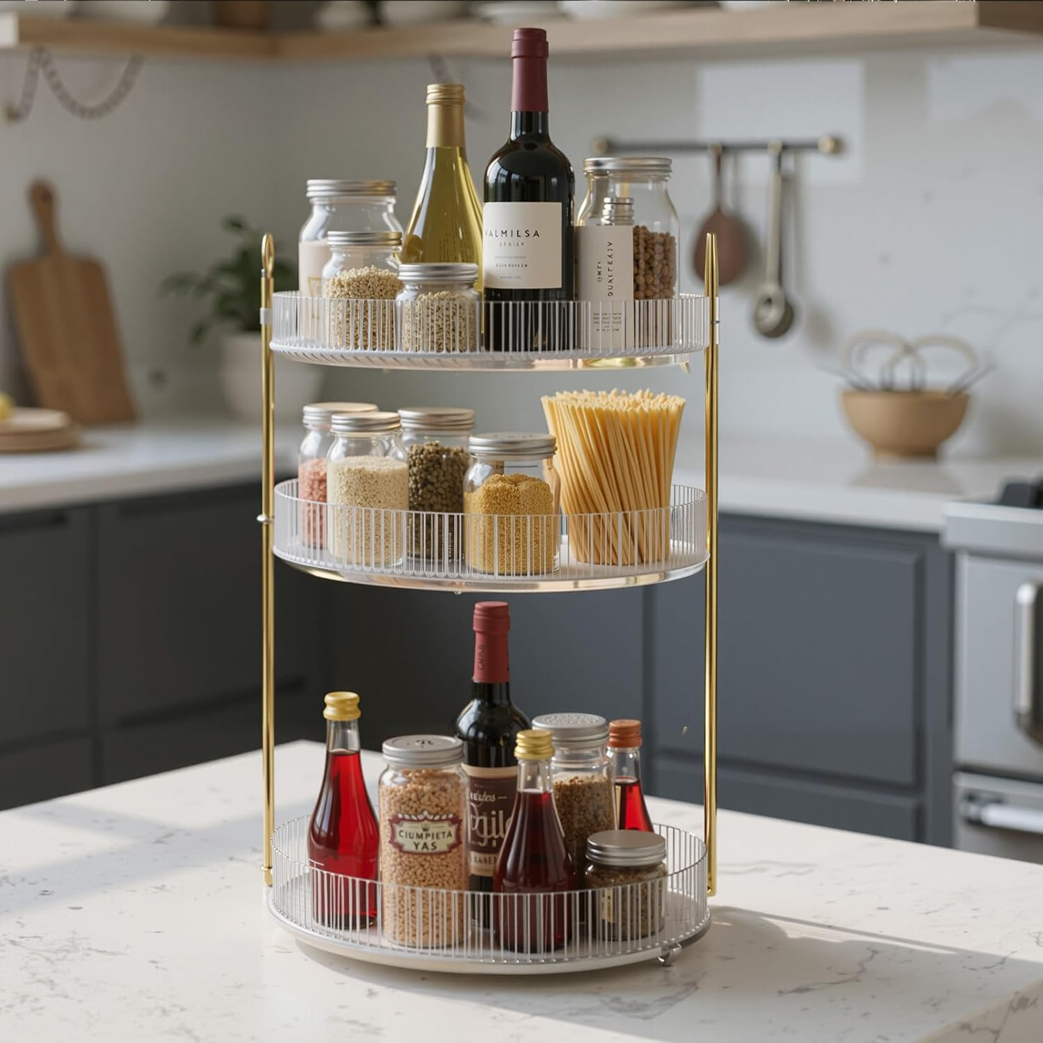 3 Tier Clear Makeup Organizers, 360&deg; Rotating Cosmetic Storage, Bathroom Organiser Large Capacity Makeup, Perfume Tray, Organizers Storage Skincare Vanity Organiser Bathroom Decor Accessorie