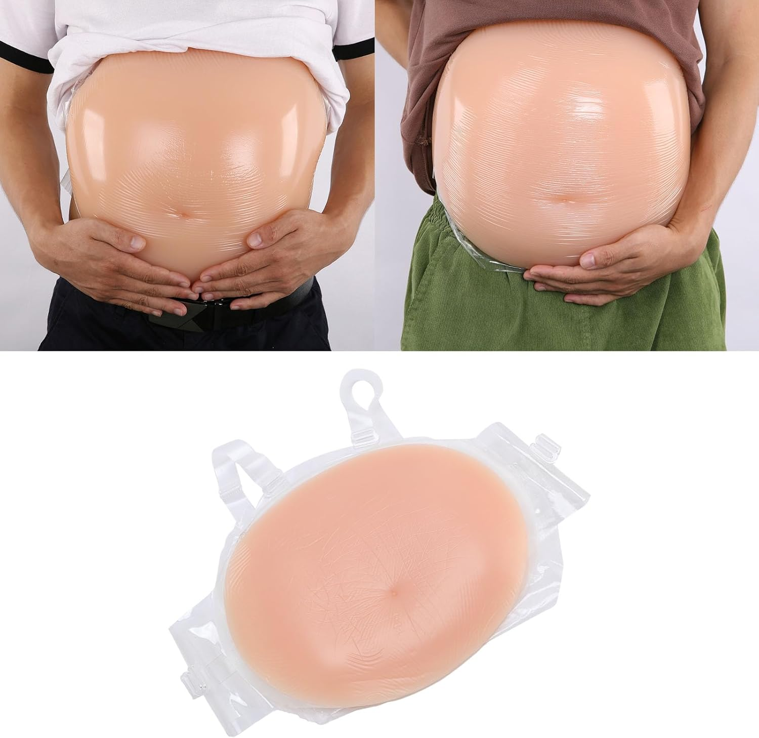 Fake Pregnant Belly, Silicone Fake Pregnancy Belly with Adjustable Strap, Artificial Prosthetic Baby Bump Costume, Tummy Photography Actor Performance Prop, Baby image number 4