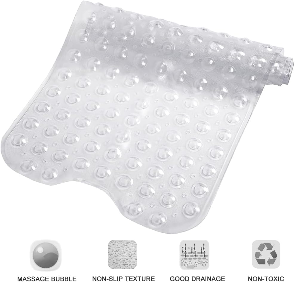 Non-Slip Bath Mat with Suction Cups, 100X40Cm Extra Long Bathtub Mats，Anti-Mould, Machine-Washable, Latex-Free， Shower Mat Ideal for Elderly (Clear) image number 5