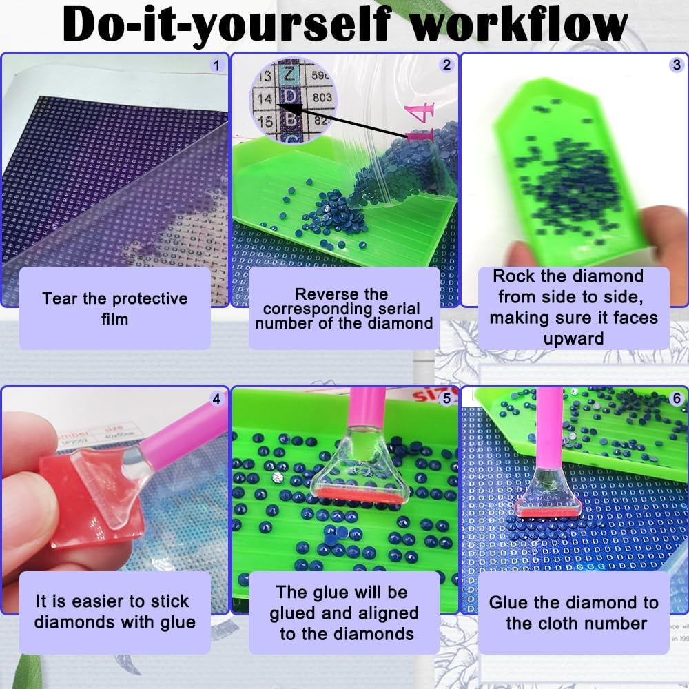 AFUNTA 2 Pieces Diamond Art Painting Kit for Adults, 5D Tree of Life Diamond Art Kit Flowers Crystal Diamond Art Paintings for Home Wall Decoration (15.6 X 19.6 Inch, 19.6 X 12.1 Inch) image number 5