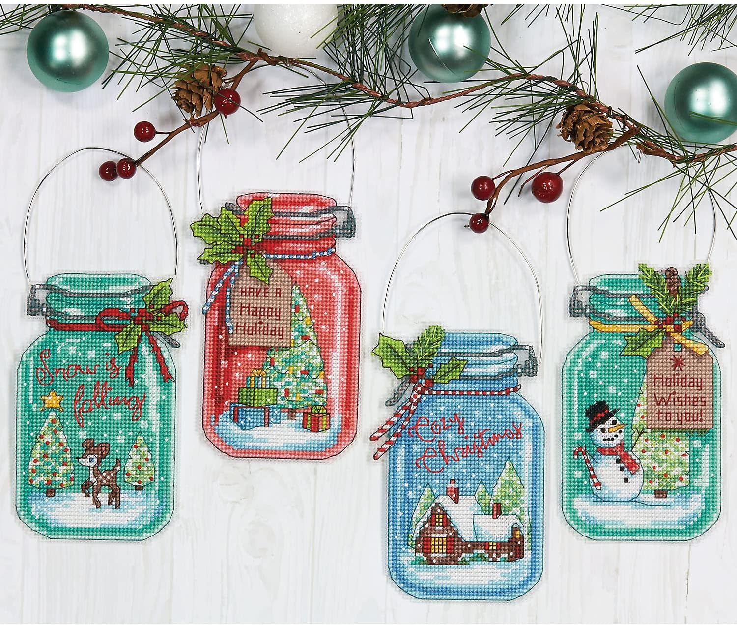 Dimensions Christmas Jar Ornaments Counted Cross Stitch Kit, 18 Cm image number 4