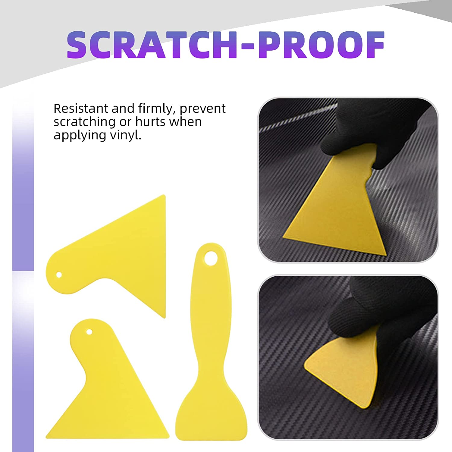 Swpeet 24Pcs Car Wrapping Vinyl Kit, Including Felt Edge Squeegee, Scraper, Spare Felt Replacement for Car Vinyl Wrap, Window Tint, Wallpaper, Decal Sticker Installation image number 4