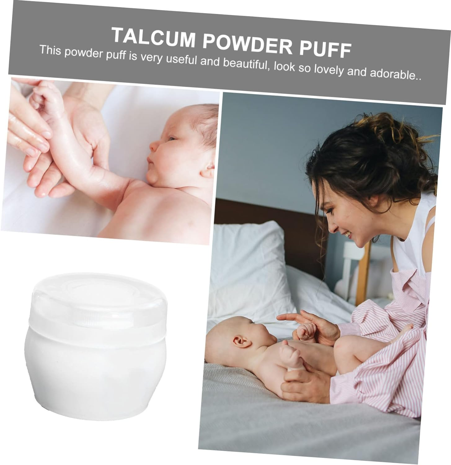 Toddmomy Baby Powder Kids Bath Set Infant Bath Sponge Kids Bath Sponge Talcum Powder Puff Case Body Powder Puff Sponge Box Baby Puff Box Holder Powder Puff for Baby Fluff Powder Puff 2 Sets image number 4