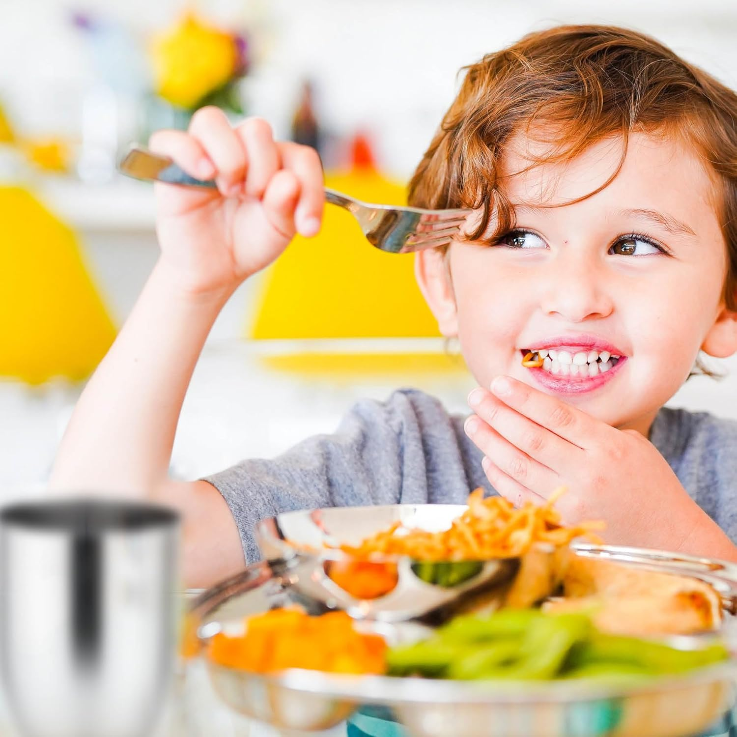 Ahimsa Stainless Steel Kids Utensils - Kids Fork and Spoon Set, Pediatrician Designed Toddler Silverware Set, 100% BPA Free & Dishwasher Safe (Classic) - Classic Stainless image number 3