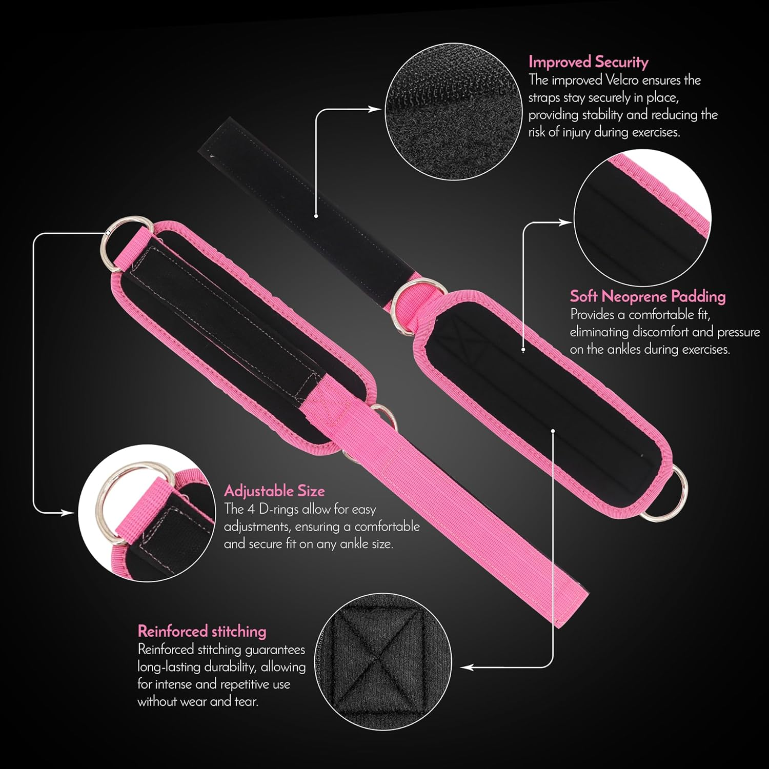 Gainsgrove Ankle Strap - Premium Glute Resistance Band for Hip and Leg Workouts, Non-Slip Fabric Booty Bands for Women & Men, Exercise Bands for Home Fitness, and Gym image number 6