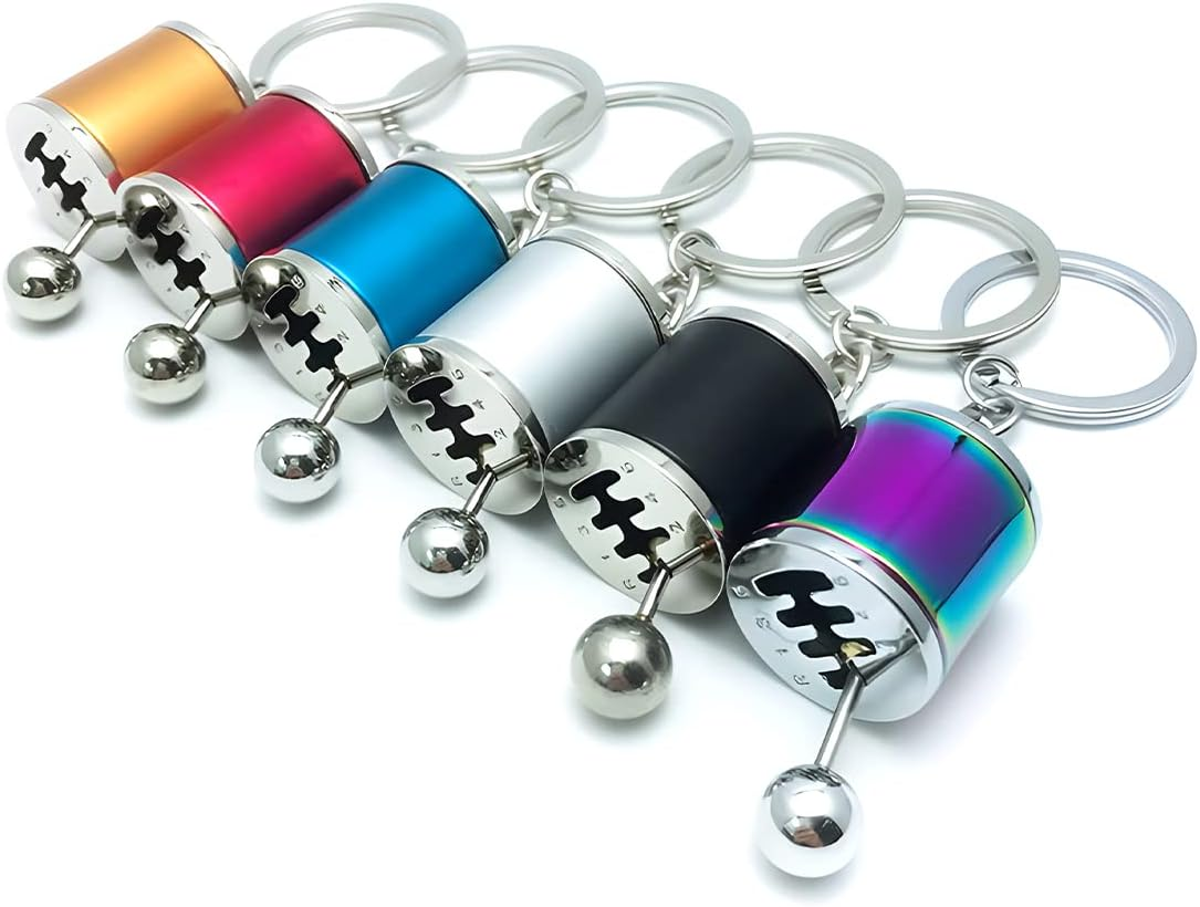 BELOMI Car Shifter Gear Keychain, 6 Speed Shifter Keyring Gadgets, Car Shift Lever Manual Transmission Gearbox Pendant Accessories (Multicolor) image number 2