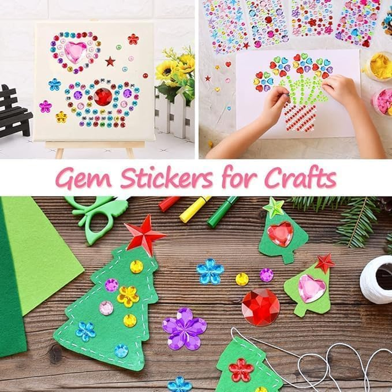 3200Pcs Rhinestone Gem Stickers,Craft Gem Stickers for DIY Crafts, Scrapbooking Stickers Crystal Diamond Stickers (10 Sheet) image number 3