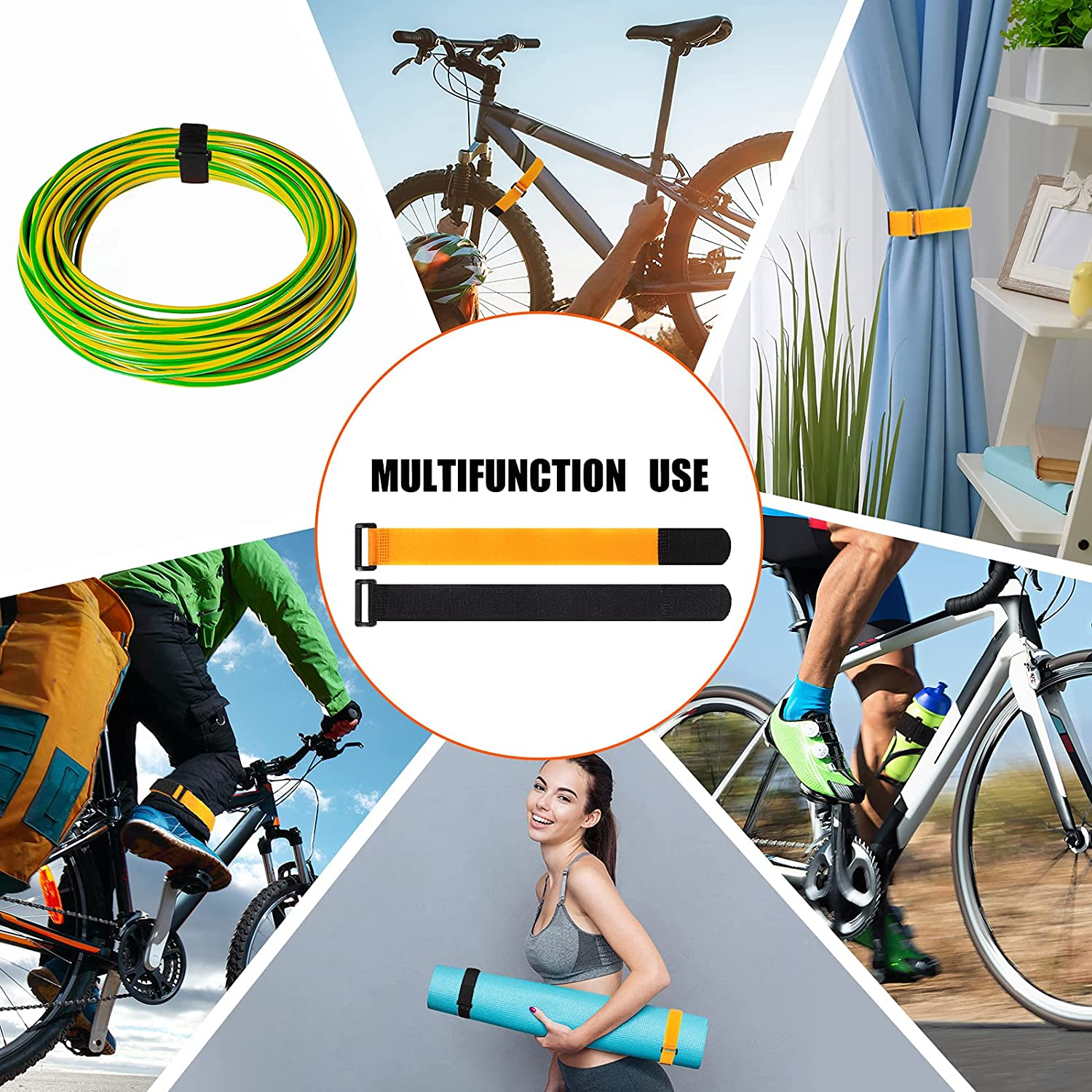 15 Pieces Adjustable Bike Straps Reusable Bike Rack Straps Cinch Replacement Wheel Stabilizer Accessories for Transporting, 1 X 23.6 Inch, 1 X 11.8 Inch image number 5