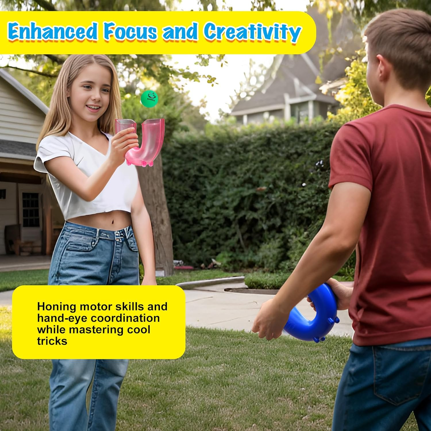 Skill Games with 3 Balls Toys for Girls Boys Kids Teens Adults Indoor Outdoor Game Develops Motor and Juggling Skills Gift Ideas for Fun Stuff Party (Blue)