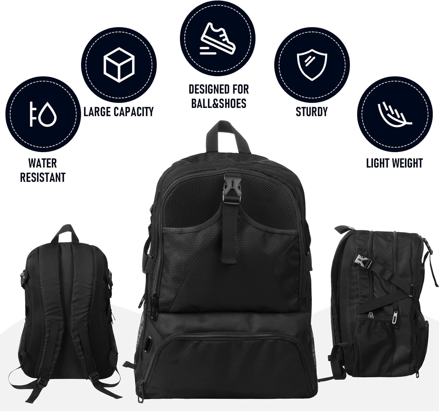 Basketball Backpack, Waterproof Basketball Bag with Large Shoe and Ball Compartment, Backpack for Women Men, Sports Equipment Bag for Soccer, Volleyball, Gym, Outdoor, Travel, 30L image number 2