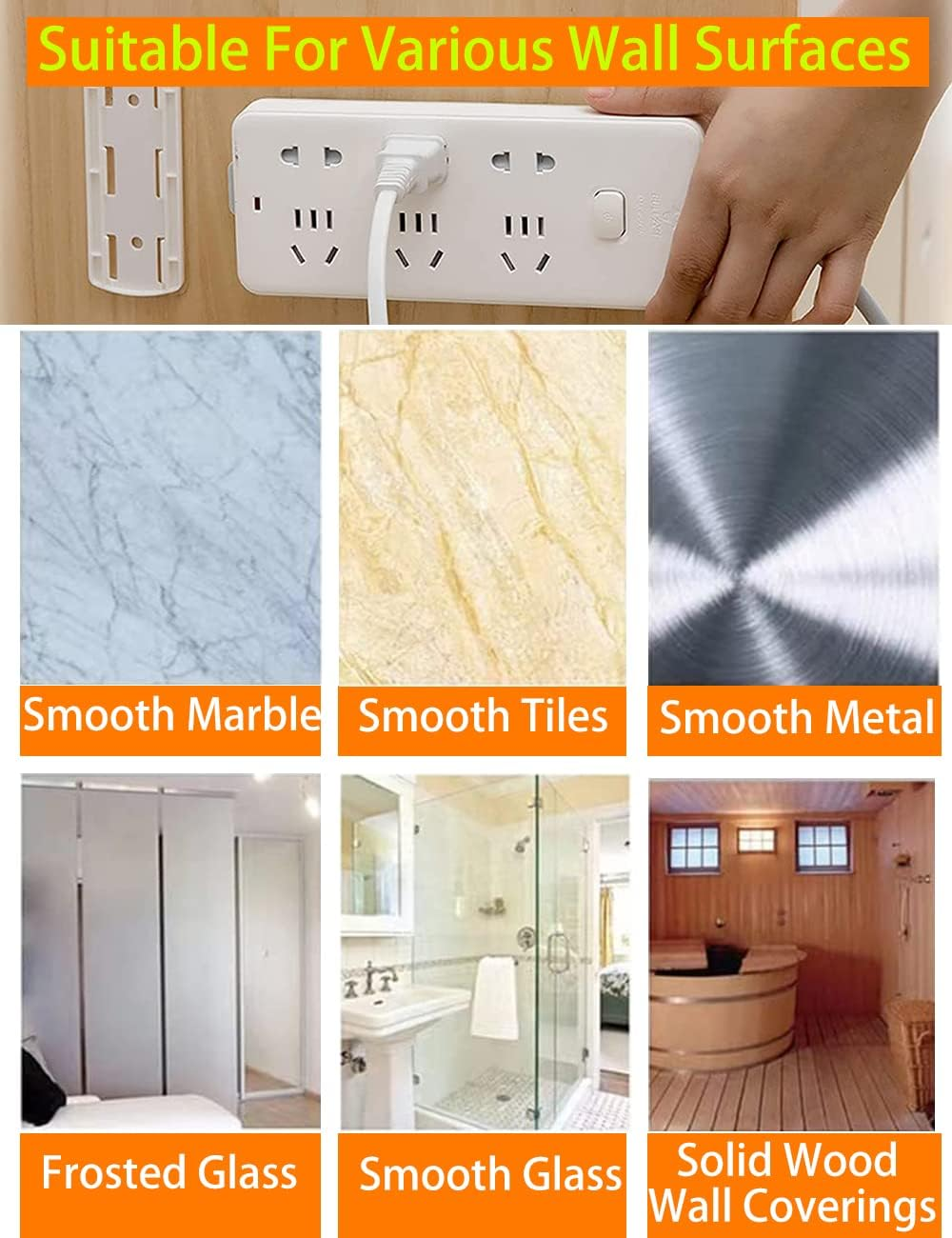 8 PCS Self-Adhesive Desktop Socket Fixers, Adhesive Punch-Free Socket Holders, Holder Fixers, Wall-Mounted Power Strip Holders Mounts, Socket Organizers, Socket Fixers for Kitchen Home Office (White) image number 2