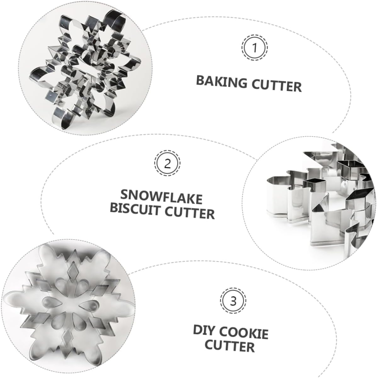 2Pcs Stainless Steel Snowflake Cookie Mold Fun Fondant Baking Tool for Creative Christmas Treats Easy to Clean and Reusable Design for Home Bakers and Boys and Girls image number 3