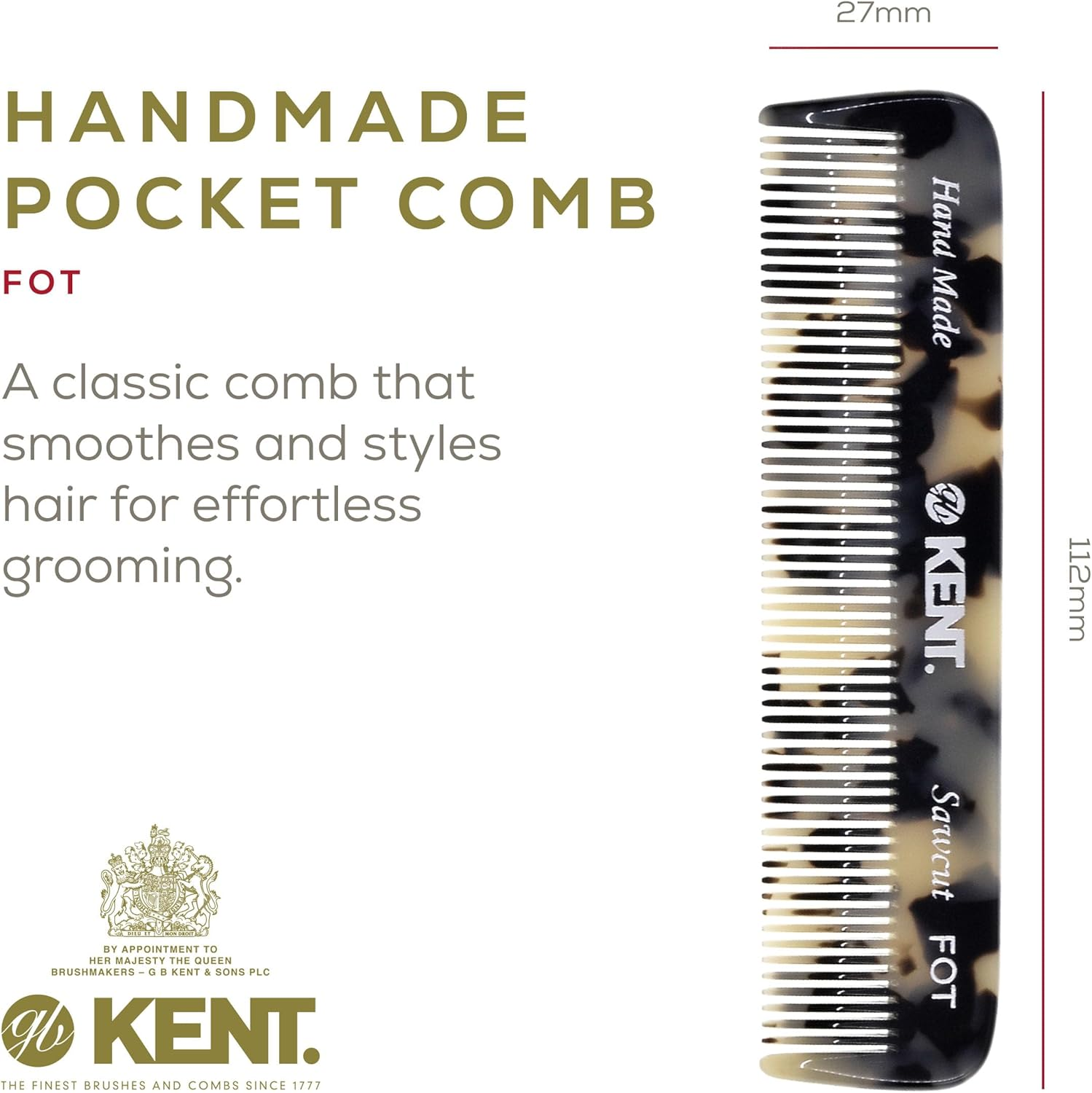 Kent Pocket Comb Set for Men - Beard & Mustache Comb Kit for Travel & Home Grooming image number 2