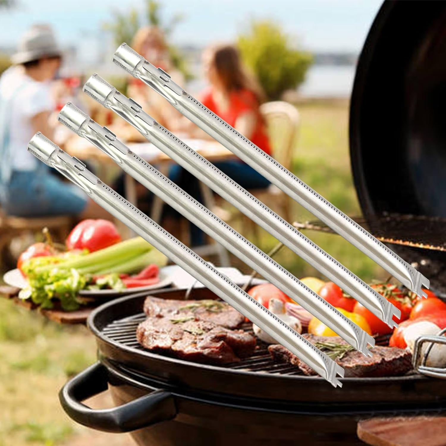 62752 19.5" Grill Burner for Weber Genesis 300 Series, Genesis E310 E320 E330 S310 S320 S330 EP310 EP320 EP330 Gas Grill with Front Control Knob, Stainless Steel Burner Tube, 4 Pack image number 2