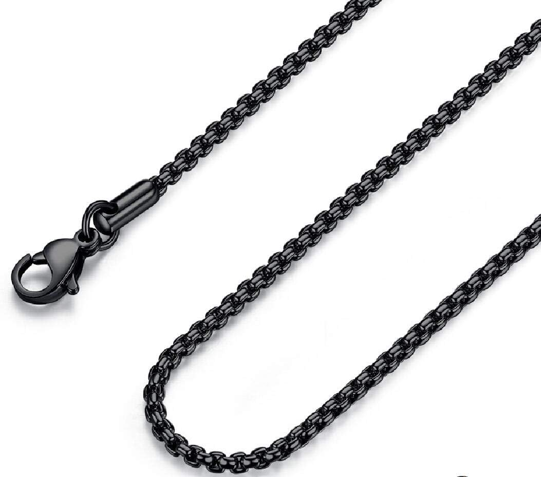 2-4MM Mens Womens Stainless Steel Black Rolo Cable Chain Necklace 18-36 Inch image number 1