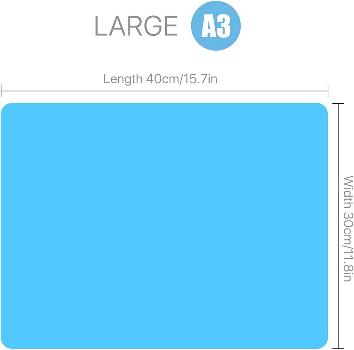 A3 Extra Large Silicone Sheet for Crafts Jewelry Casting Molds Mat, Premium Silicone Placemat, Multipurpose Mat, Nonstick Nonskid Heat-Resistant(15.7 X 11.7 Inches) (Blue) image number 3