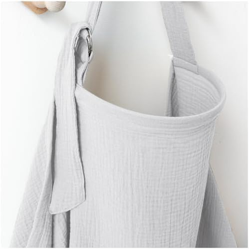 APEXINNO Muslin Nursing Covers for Breastfeeding, Privacy Breast Feeding Cover with Arch Neckline for Mom and Baby, Breathable 100% Cotton Nursing Apron Multi-Use Stroller Cover (Gray)