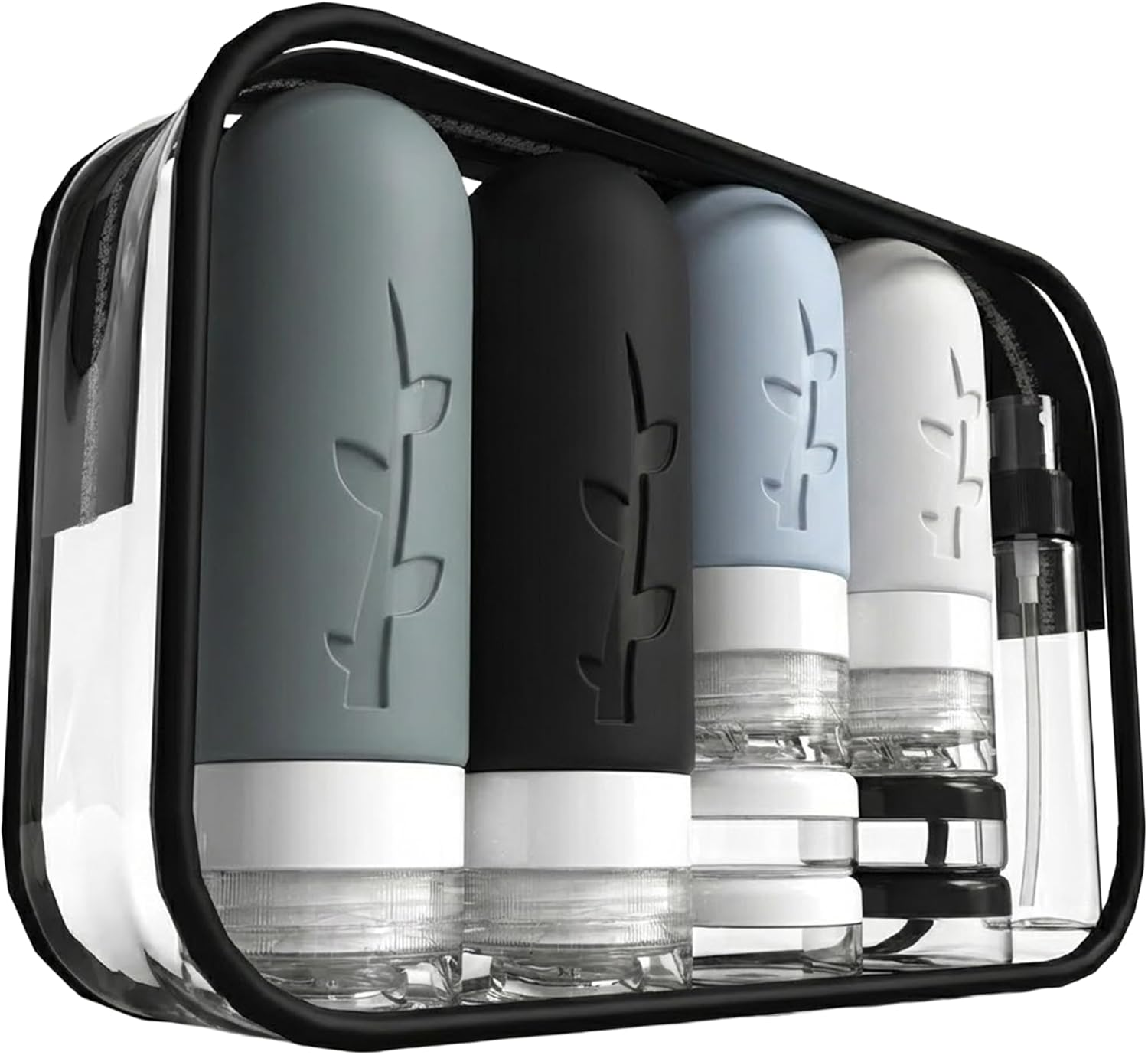 16 Pack Travel Bottles Set - TSA Approved Leak Proof Silicone Squeezable Containers for Toiletries, Conditioner, Shampoo, Lotion & Body Wash Accessories (16 Pcs/Black Pack)