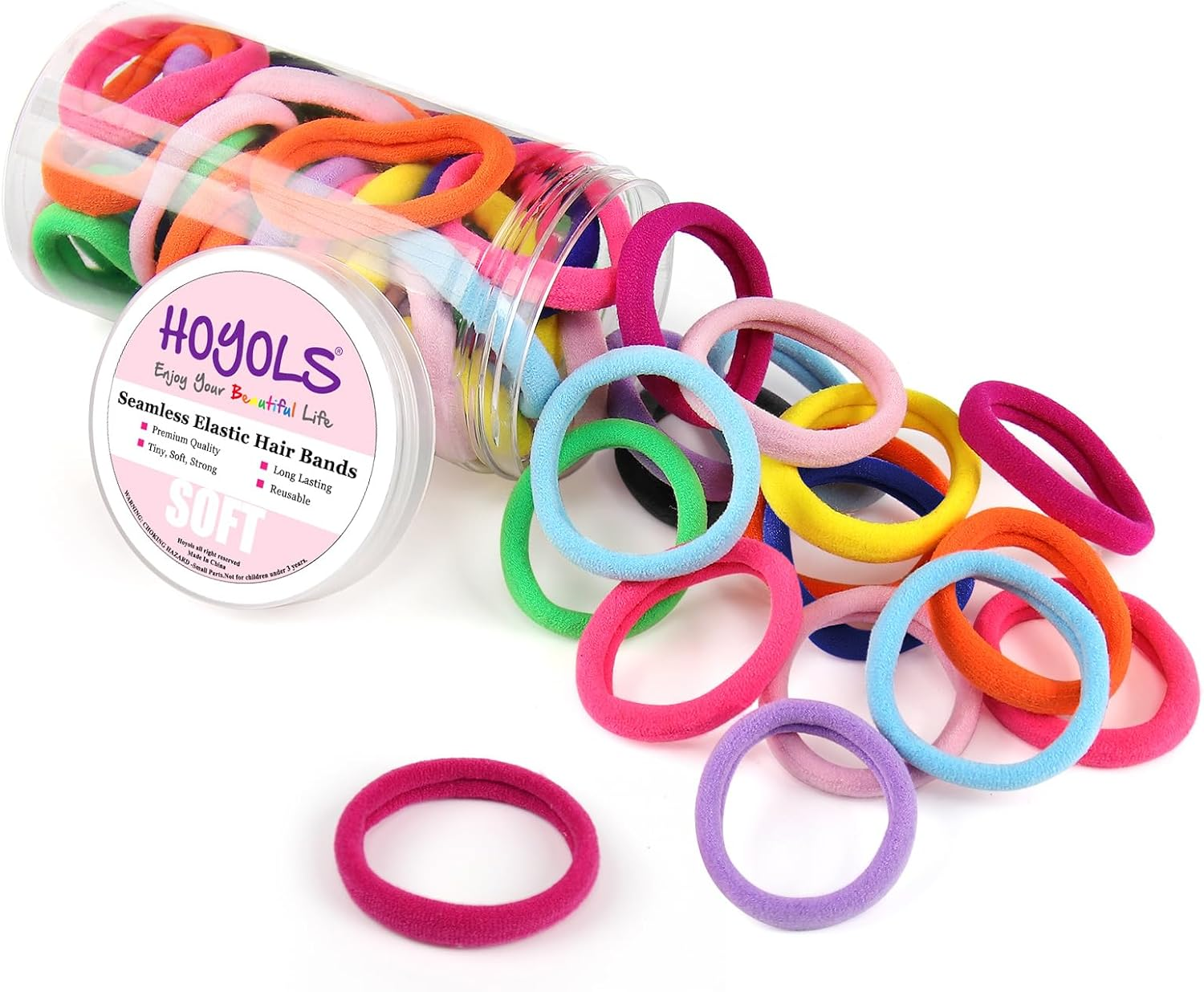 HOYOLS Soft Large Seamless Hair Ties, Gentle Stretch Nylon Ponytail Holder Bands for Thick Heavy Curly Hair, No Slip No Damage Scrunchies Headbands 100 Pcs (Light Blonde)